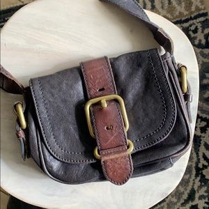 Fossil Navy Leather Crossbody Bag